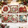 6pcs Poinsettia Xmas DIY Diamond Painting Cards Art 15x15cm for Adults