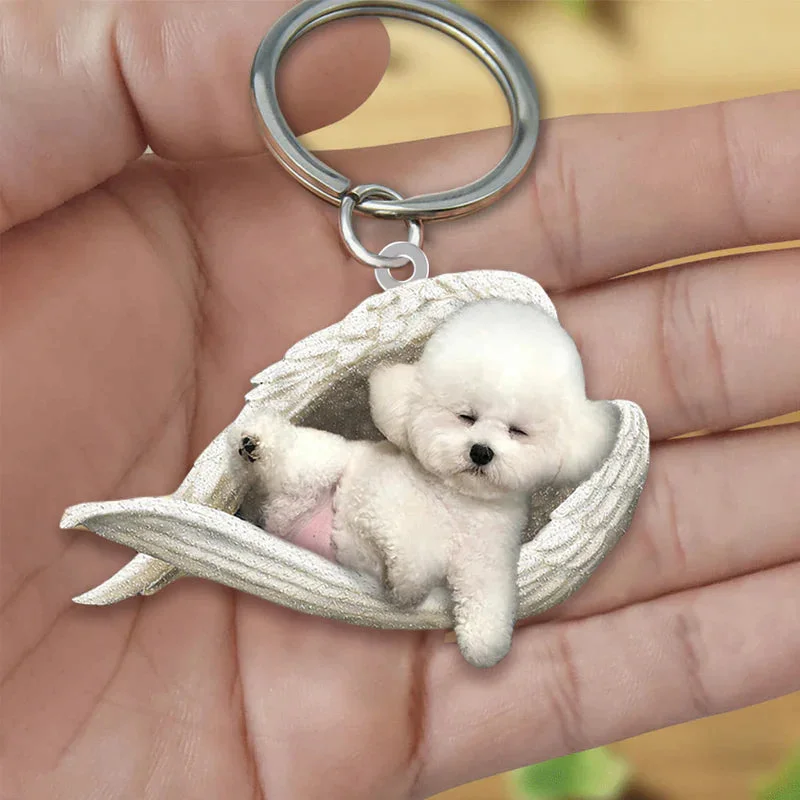 VigorDaily Sleeping Angel Acrylic Keychain Bichon Frise