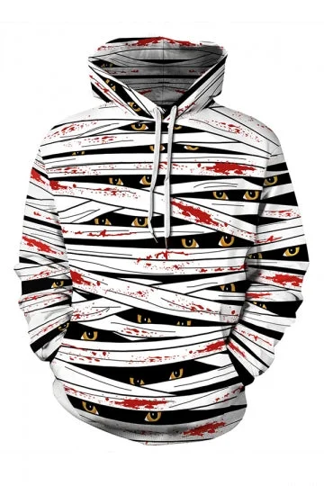 Plus Size Bandage Bloody Halloween Hoodie-elleschic