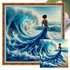 (Multi-Style) Beach Dress Girl-11CT Stamped Cross Stitch 45*45cm