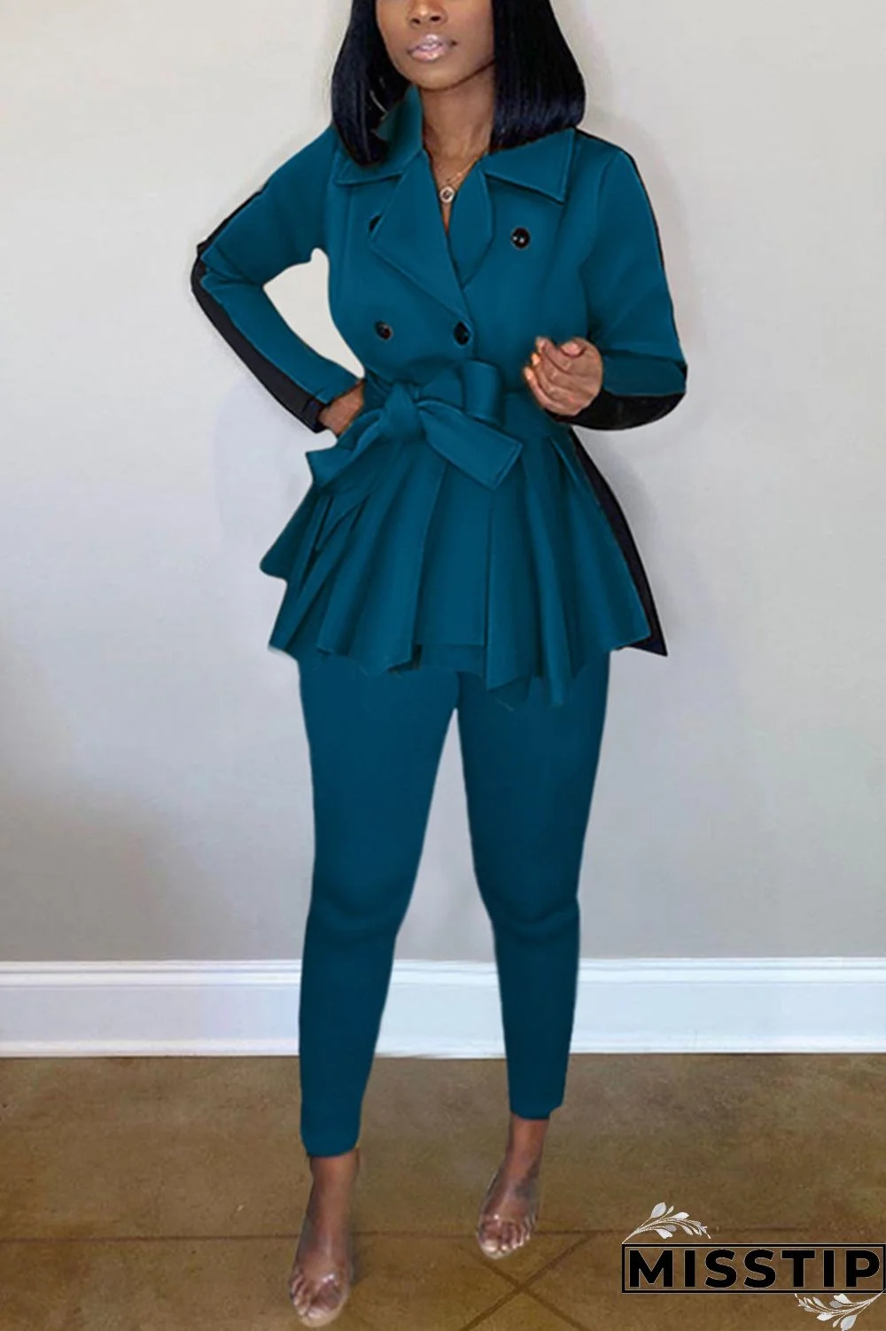 Orange Fashion Casual Long Sleeve Turndown Collar Regular Sleeve Regular Patchwork Two Pieces