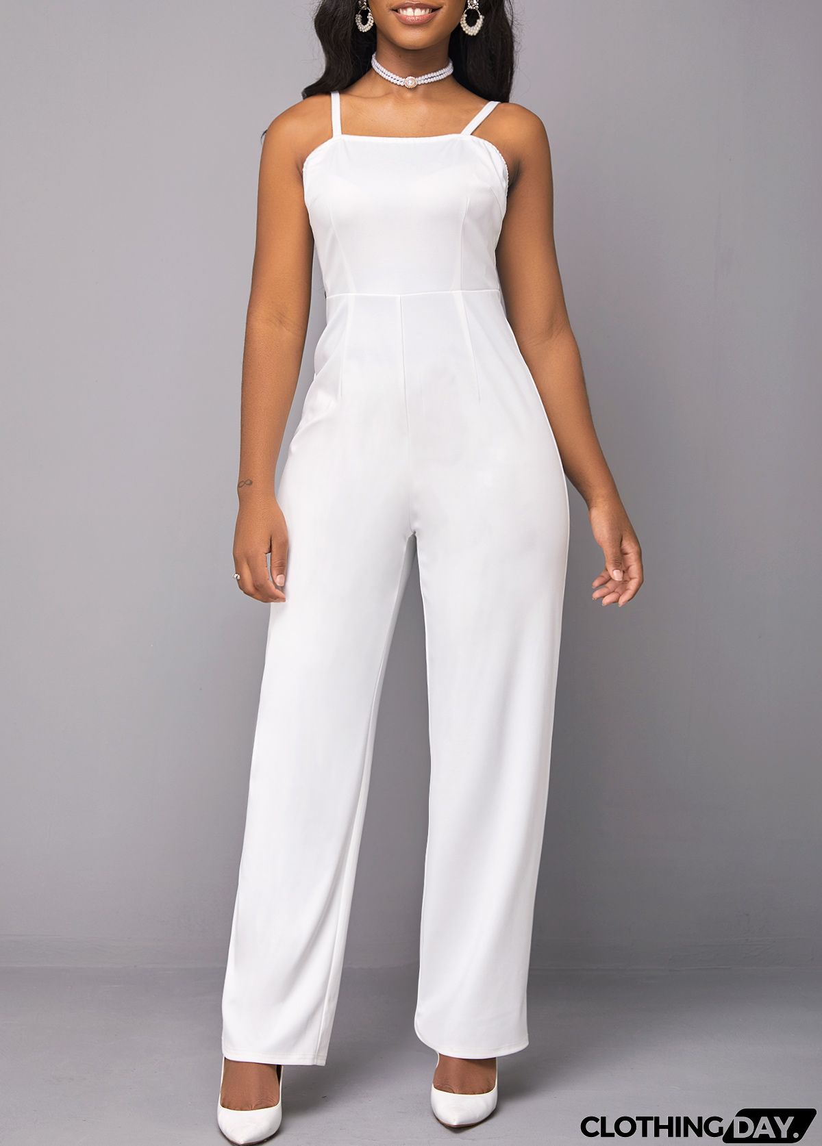 White Button Plus Size Long Sleeve Jumpsuit and Cardigan