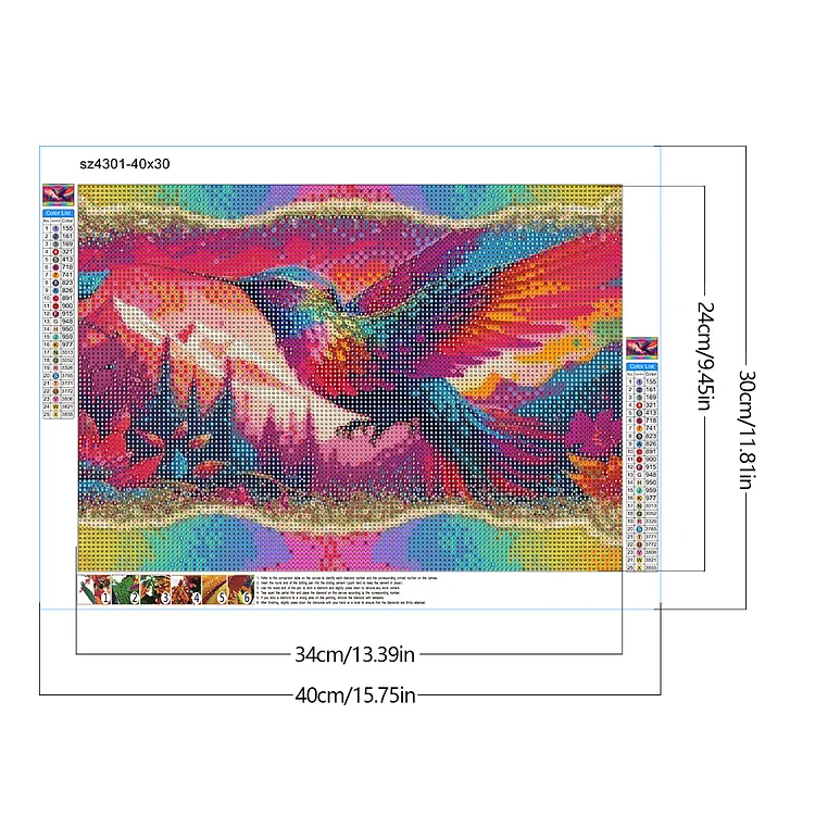 Rainbow Border Hummingbird 40*30cm(canvas) full round drill diamond painting