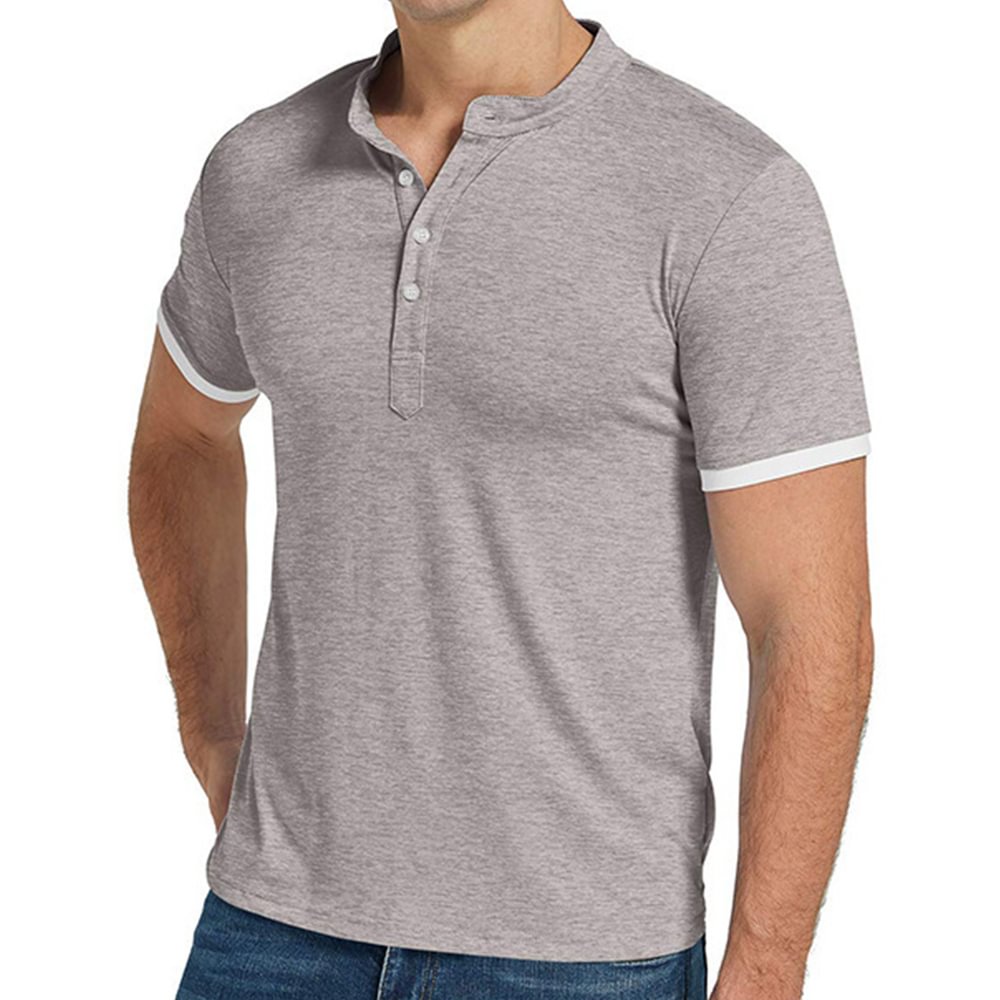 Men's Outdoor Colorblock Henley Collar T-Shirt