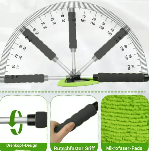 ✨🚗Mikrofaser-Reinigungswerkzeug f&uuml;r Auto-Windschutzscheiben mit ausziehbarem Griff