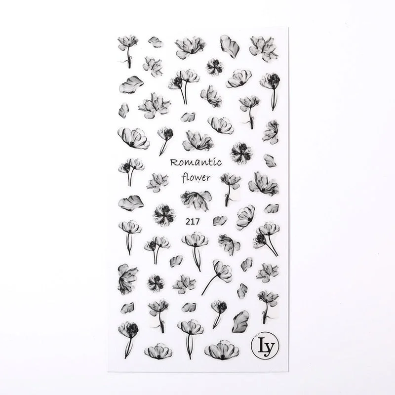 1PC Succulent Plants Flower 3D Nail Sticker Spring Floral Leaves Adhesive Transfer Decals Slider DIY Nail Art Decoration-Nail Inspo