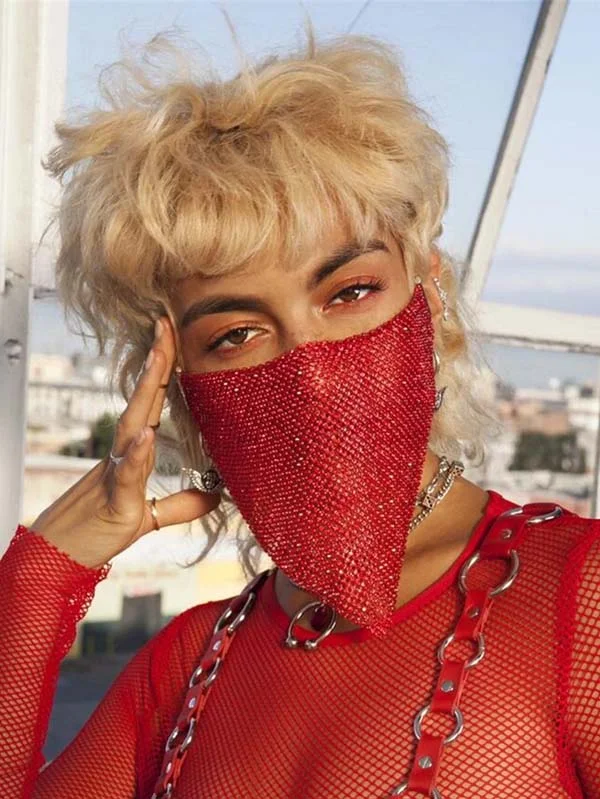 Sparkly Rhinestone Mask Chain Crystal Masquerade Masks for Women-elleschic