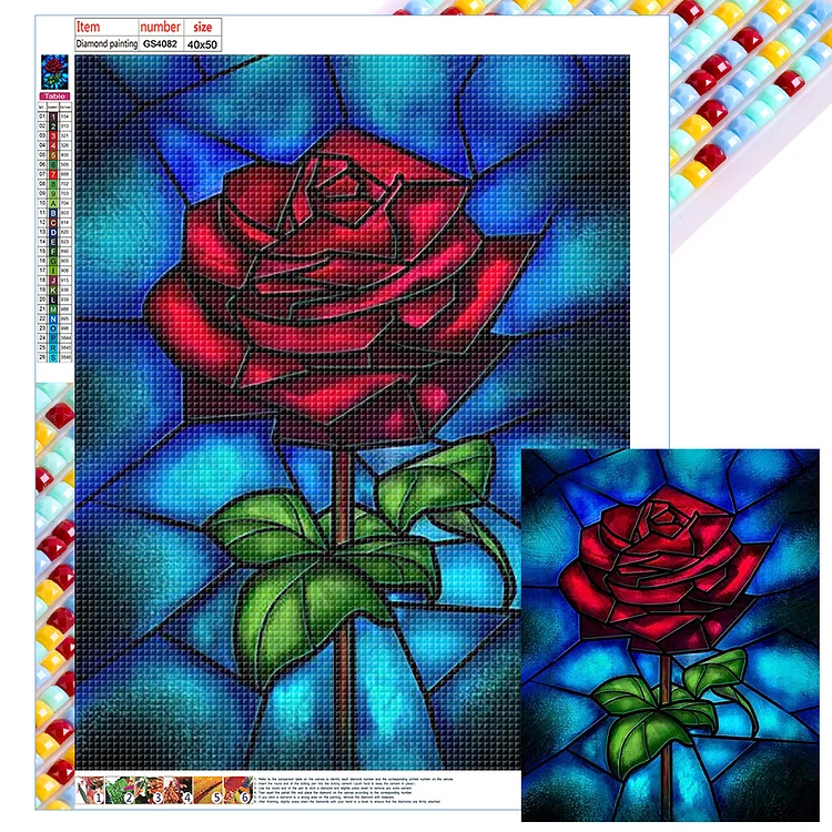 Full Square Diamond Painting - Glass Art - Rose 40*50CM
