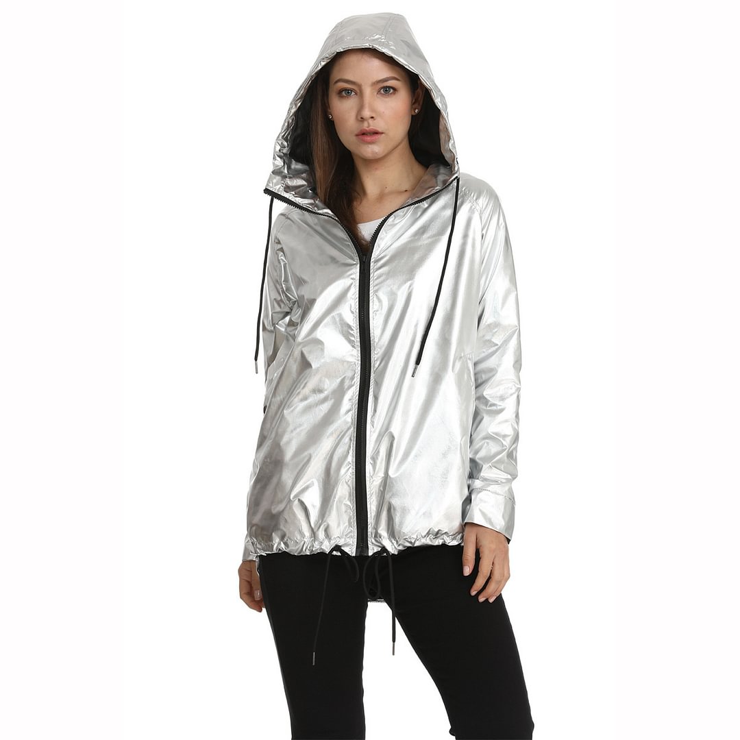 Women's Fashion Clothing Metallic Sweater Waterproof Coat Hoodies