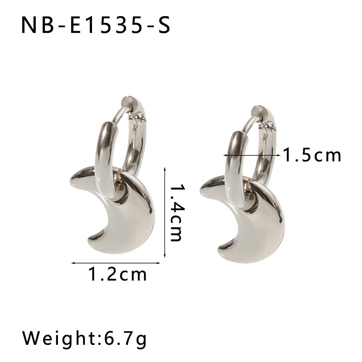 Stainless Steel Earrings For Women Love Heart Flower Crescent Geometric Pendant Earrings Titanium Steel Gold Steel Color Matching Earrings