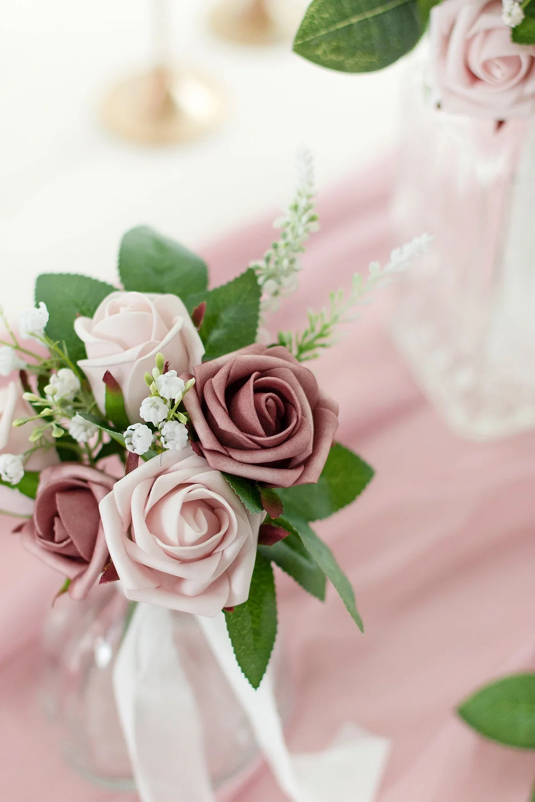 1.5"-2" Foam Rosebud & Petite Rose with Stem - 18 Colors