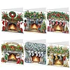 (US Only)6PCS DIY Diamond Art Greeting Cards Christmas Fireplace Congratulations Cards