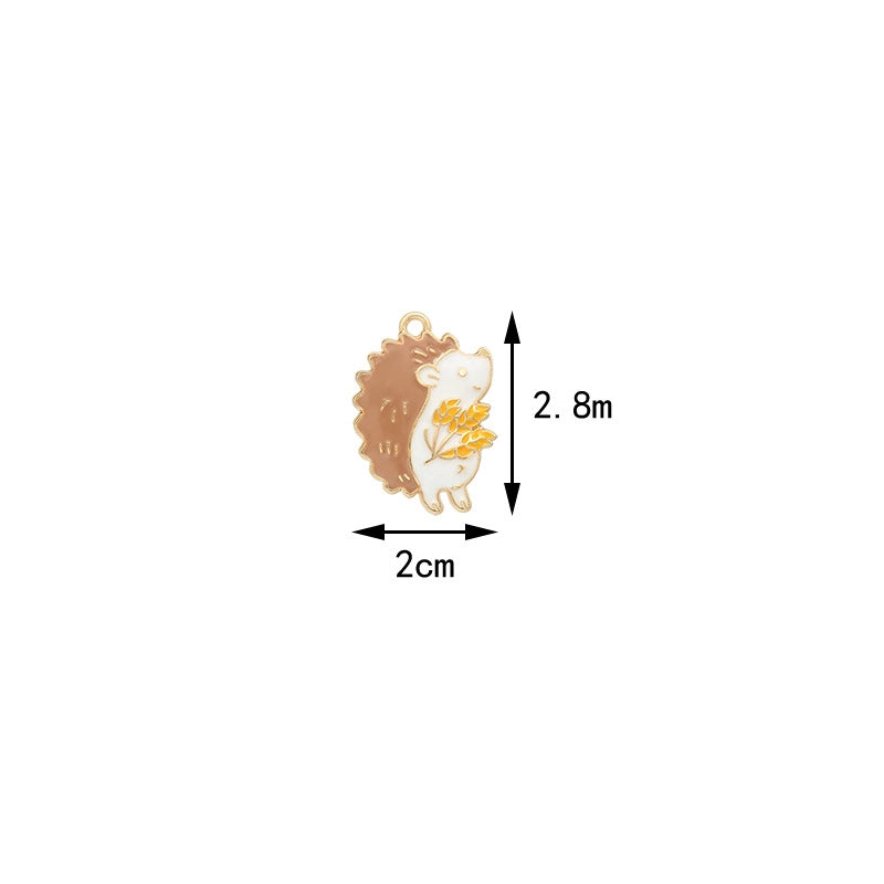 10 PCS/Package Alloy Hedgehog Pumpkin Fox Pendant Jewelry Accessories