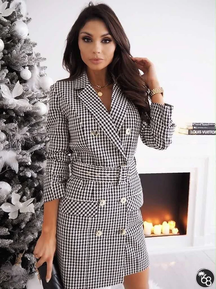 Autumn and Winter Long Sleeved Dress Coat with Belt | 168DEAL