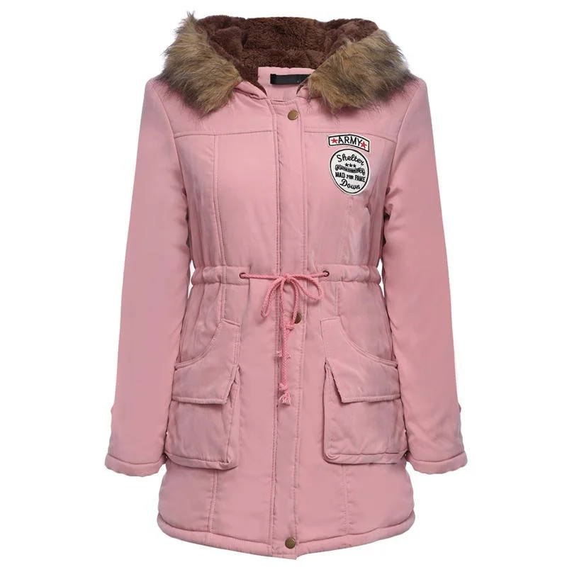 FTLZZ New Winter Coats Women Cotton-wadded Slim Jacket Thermal Warm Parkas Quilt Overcoat Poncho Jaqueta Casacos Feminina