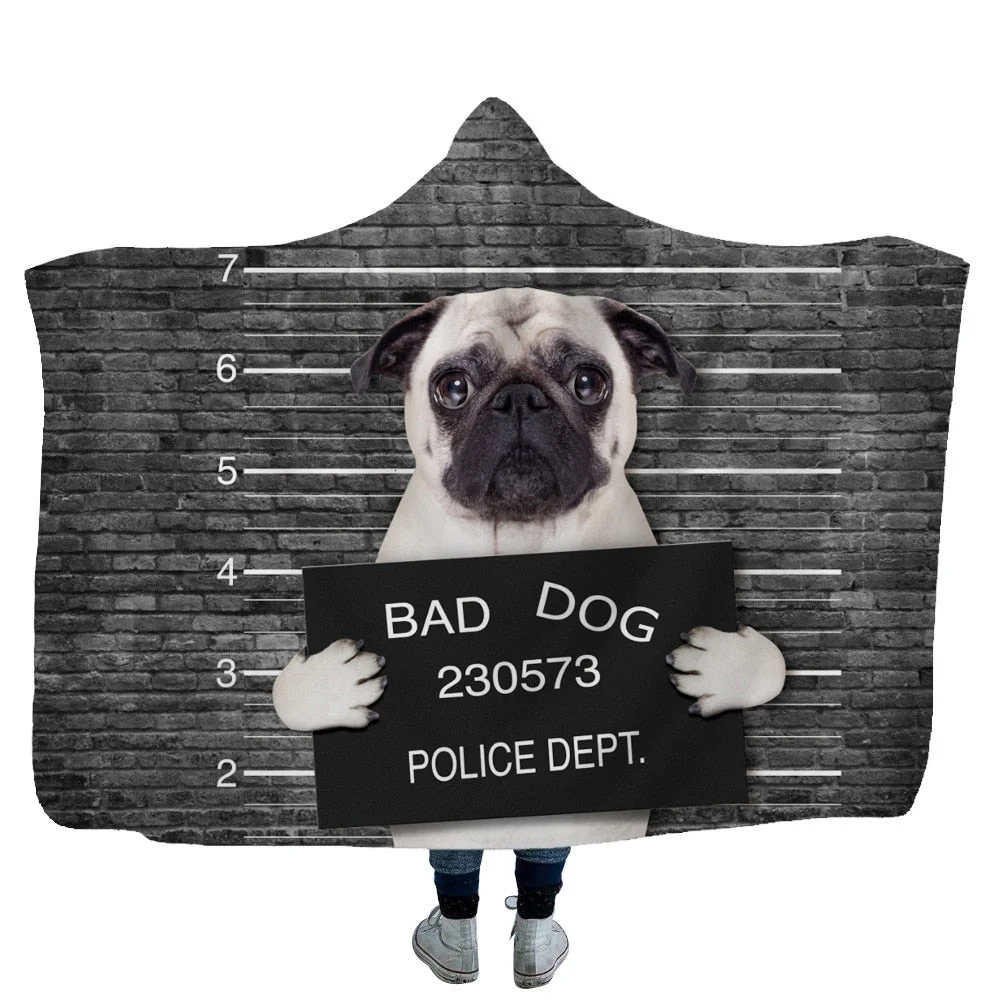 Hooded Blanket 3D Printed Bad Animals For Adults Childs Sherpa Fleece Hoodie Blanket Microfiber Warm Throw Blanket For Home Sofa