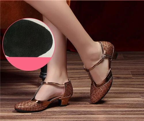 HoYeeLin New Modern Dance Shoes Women Ladies Closed Toe Tango Shoes Standard Waltz Ballroom Dancing Heels Indoor Suede Sole
