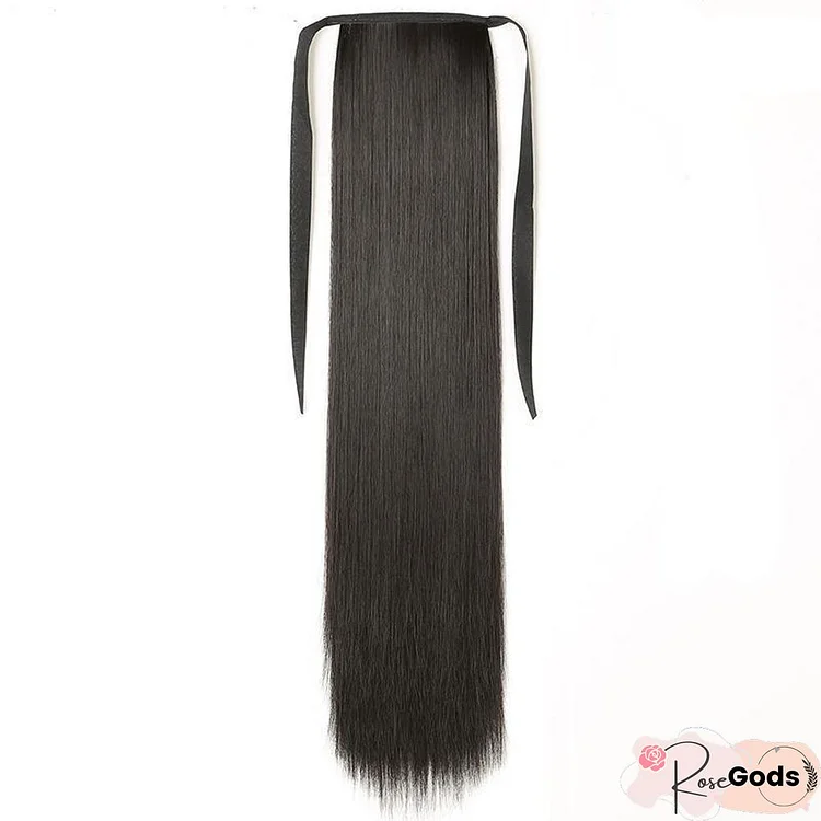 Ladies Bandage Realistic Long Straight Hair Ponytail Wig Piece