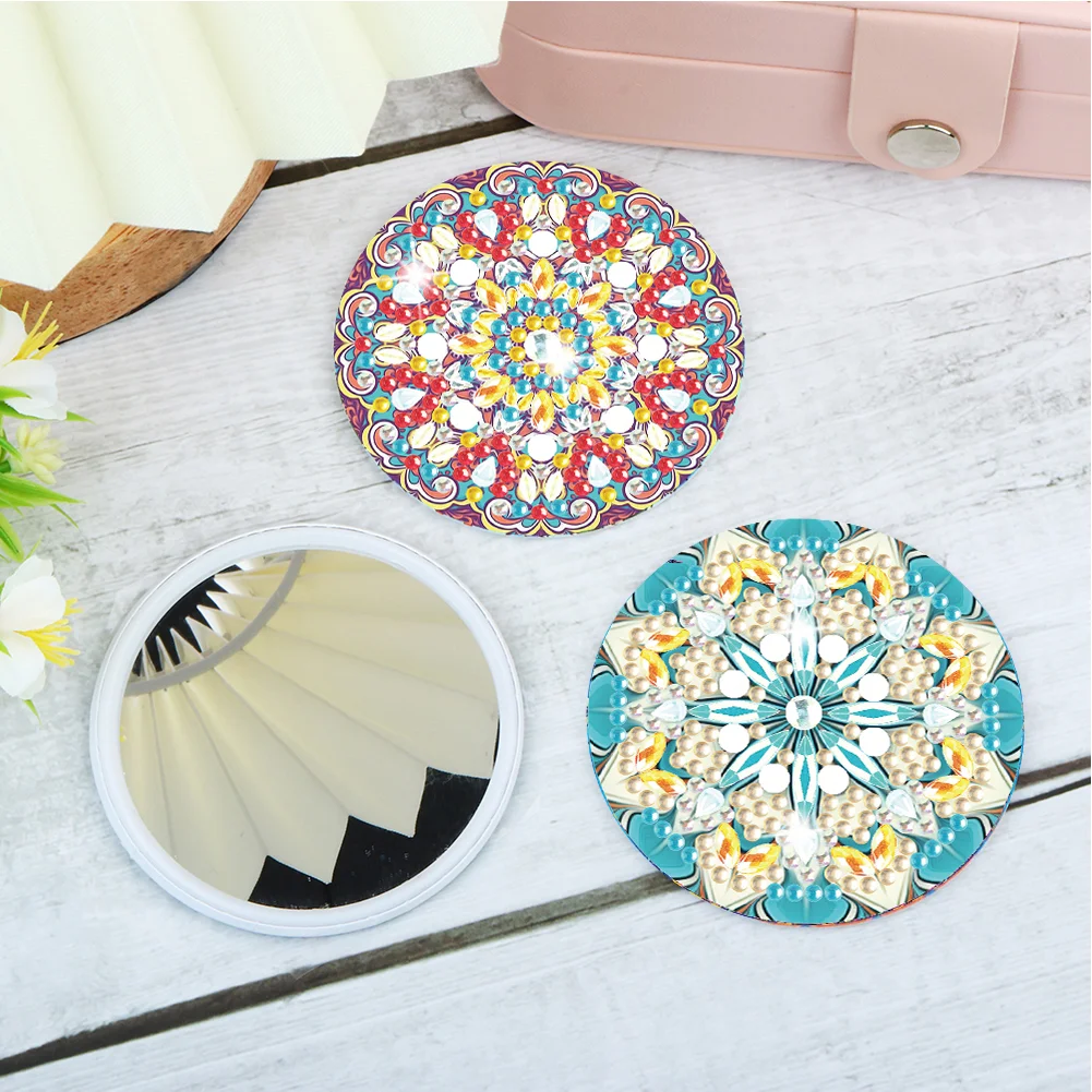 3pcs Diamond Painting Makeup Mirror Portable DIY Datura for Girl