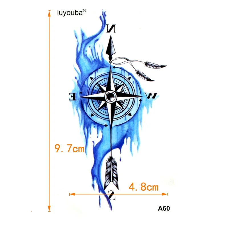 Compass Tattoo Waterproof Temporary Tattoos Men Fake Tattoo Sleeves Fake Tatoo Sleeve Kids Tattoo Black henna body Stickers