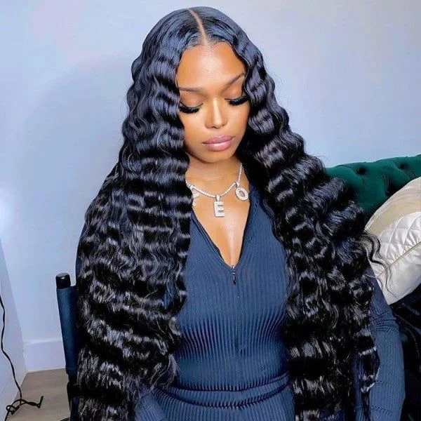 13×4 HD Lace Frontal Wigs Loose Deep Hair Pre Plucked Hairline 200% Density Lace Wigs