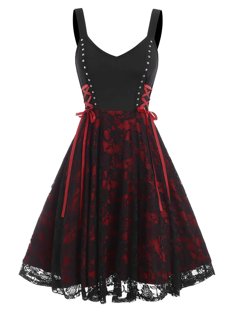 Halloween Gothic High Waist Cami Lace Dress HW1001