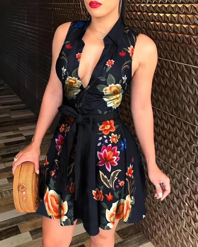 Uveng Strap Basic Model Fashion Sexy Print Dress