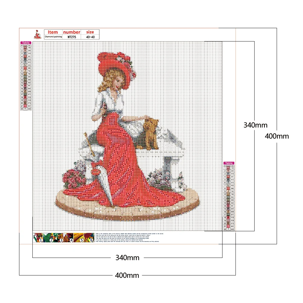 Full Round Diamond Painting 40*40cm - Red Cat-Patting Dress For Women
