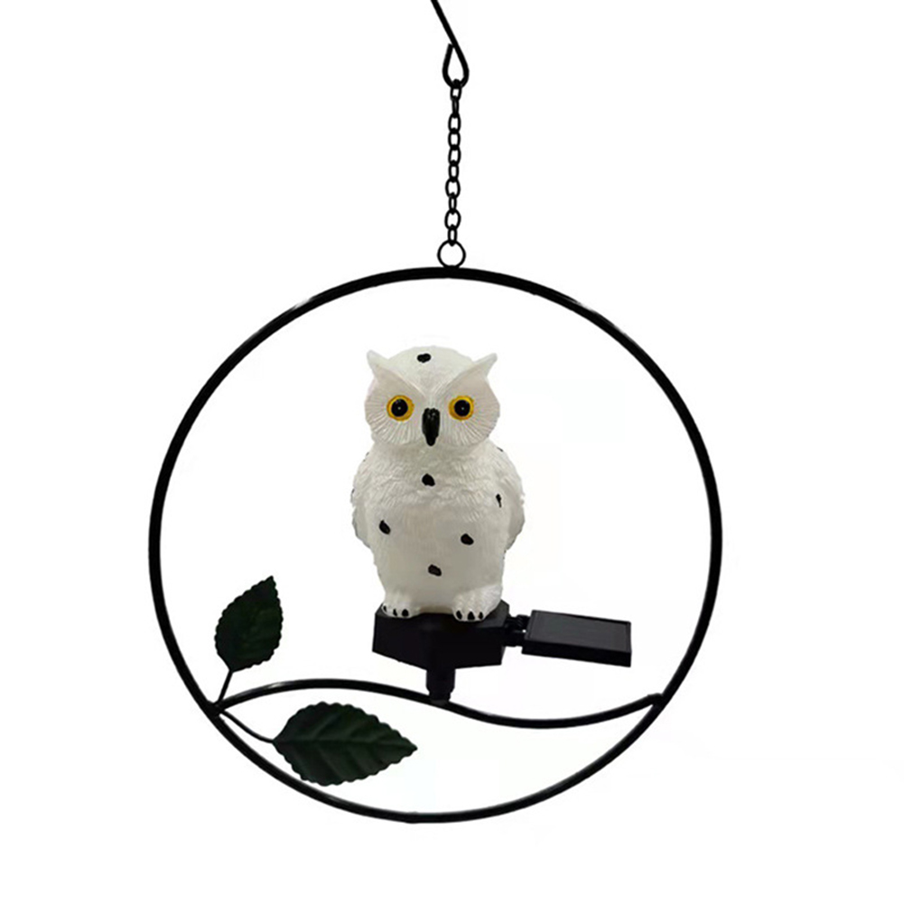 

LED Solar Metallic Ring Resin Owl Hanging Lawn-Solar Light, 501 Original