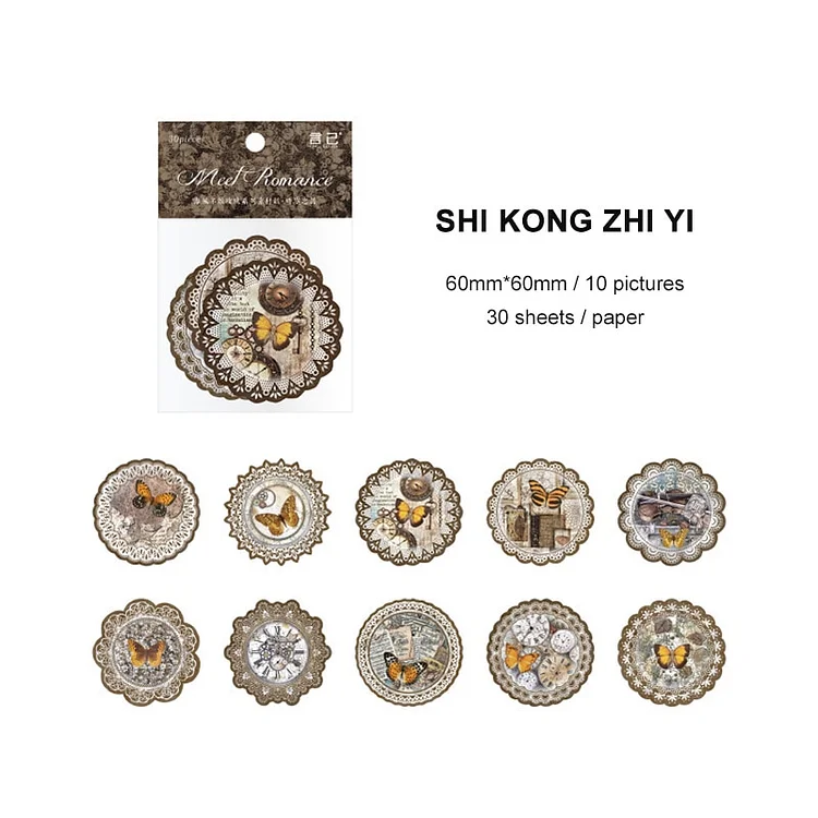 Journalsay 30 Sheets Classical Art Material Paper Vintage Lace Tearable Memo Pad DIY Journal Notes Paper
