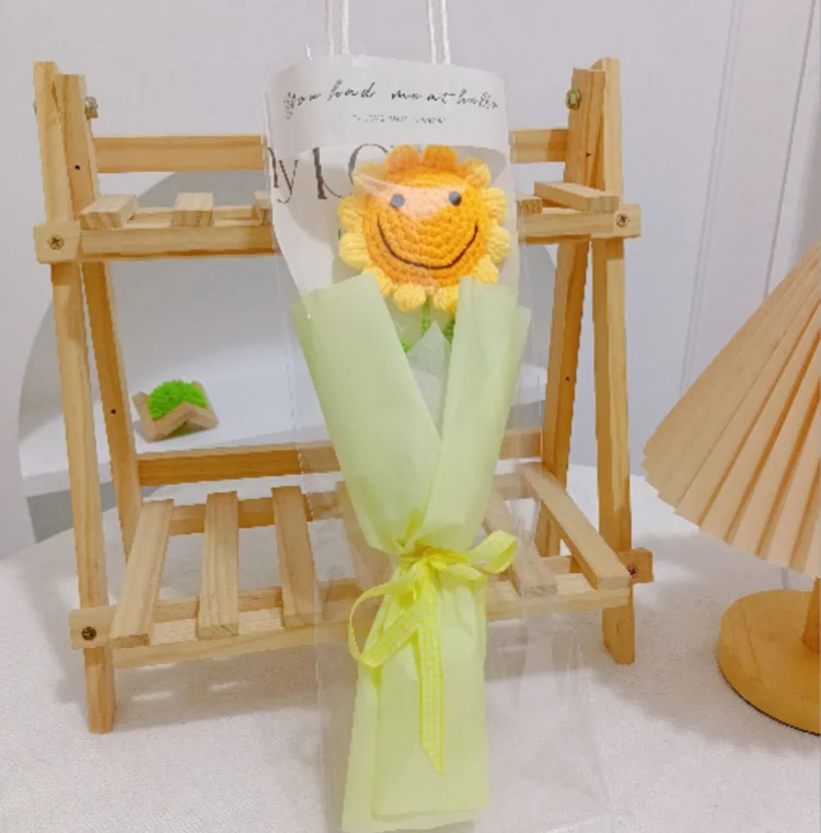 Lulusnow Handmade Yellow Sunflower Crochet Flowers Bouquet Graduation Gift/Teacher Appreciation Gift