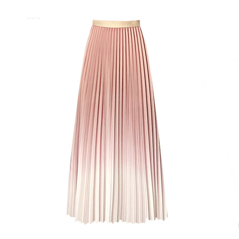 Gradient Color High Waist Pleated Skirt