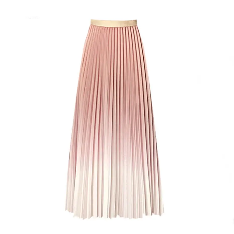 Gradient Color High Waist Pleated Skirt
