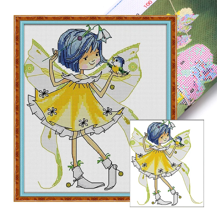 Joy Sunday-Flower Fairy And Bird (26*29cm) 14CT Stamped Cross Stitch gbfke