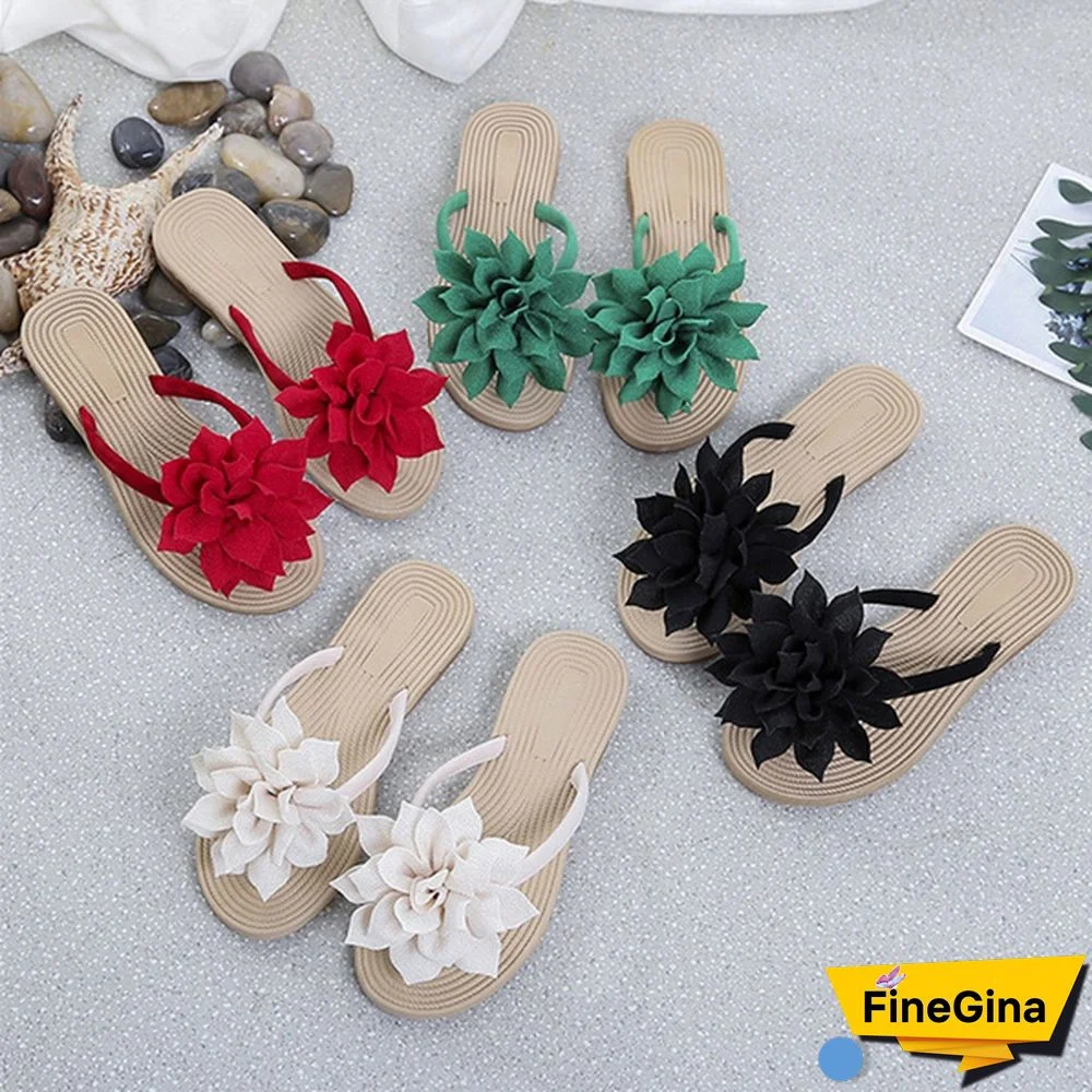 Summer Student Sandals And Slippers Flowers Flat Bottom Casual Fashion Flip Flops