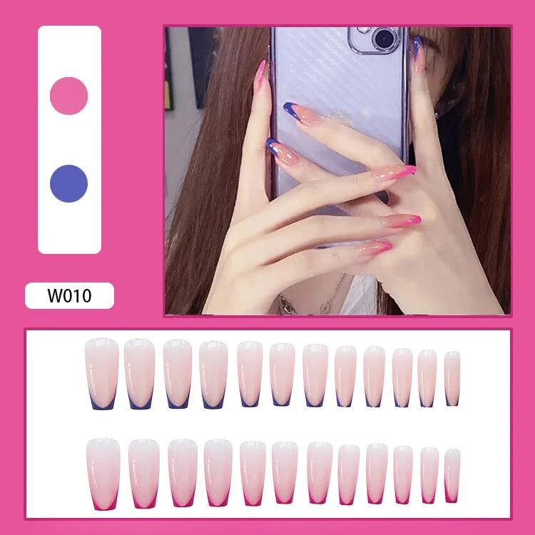 French V Simplicity Elegant Trapezoidal Wearable Fake Nails-Nail Inspo