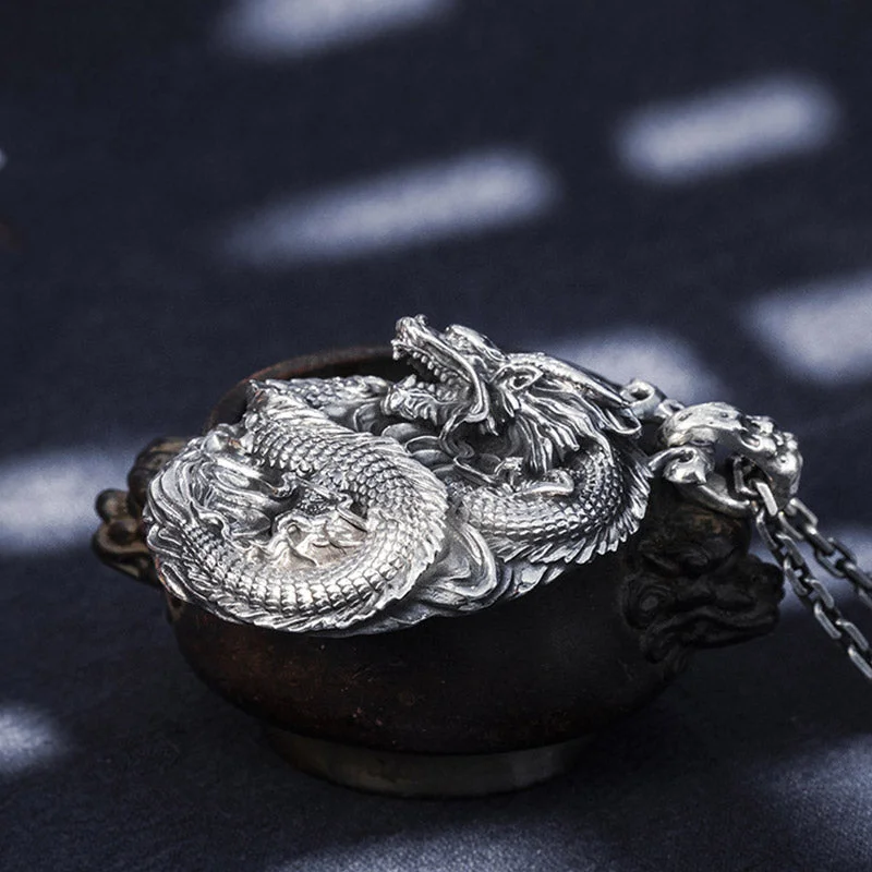 Dragon 999 Sterling Silver Luck Necklace Pendant