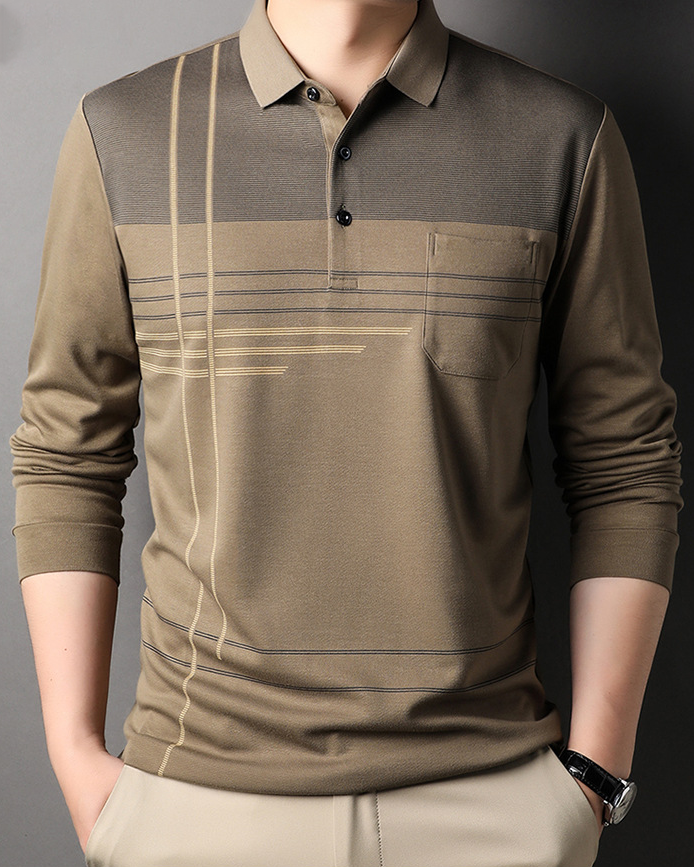 Men's Long Sleeve Pocket Long Sleeve POLO Shirt 002