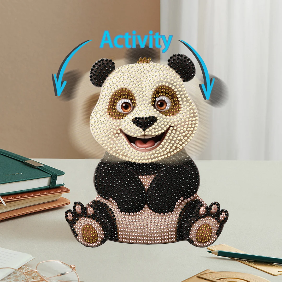 Acrylic Shaking Head Desktop Diamond Art Kits for Adults Beginner (Panda)