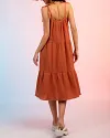 Lace-up Sling Dress Candy Color Stitching Solid Color Midi Dress