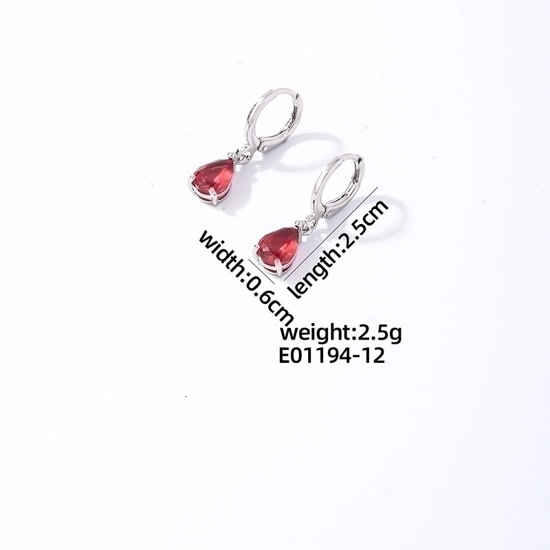 1 Pair Casual Vintage Style Minimalist Water Droplets Plating Inlay Stainless Steel Zircon White Gold Plated Gold Plated Drop Earrings