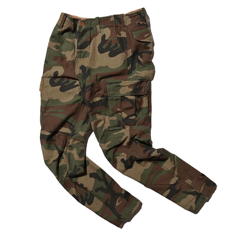 Thickened Fleece Closed Motorcycle Big Pocket Camouflage Trousers