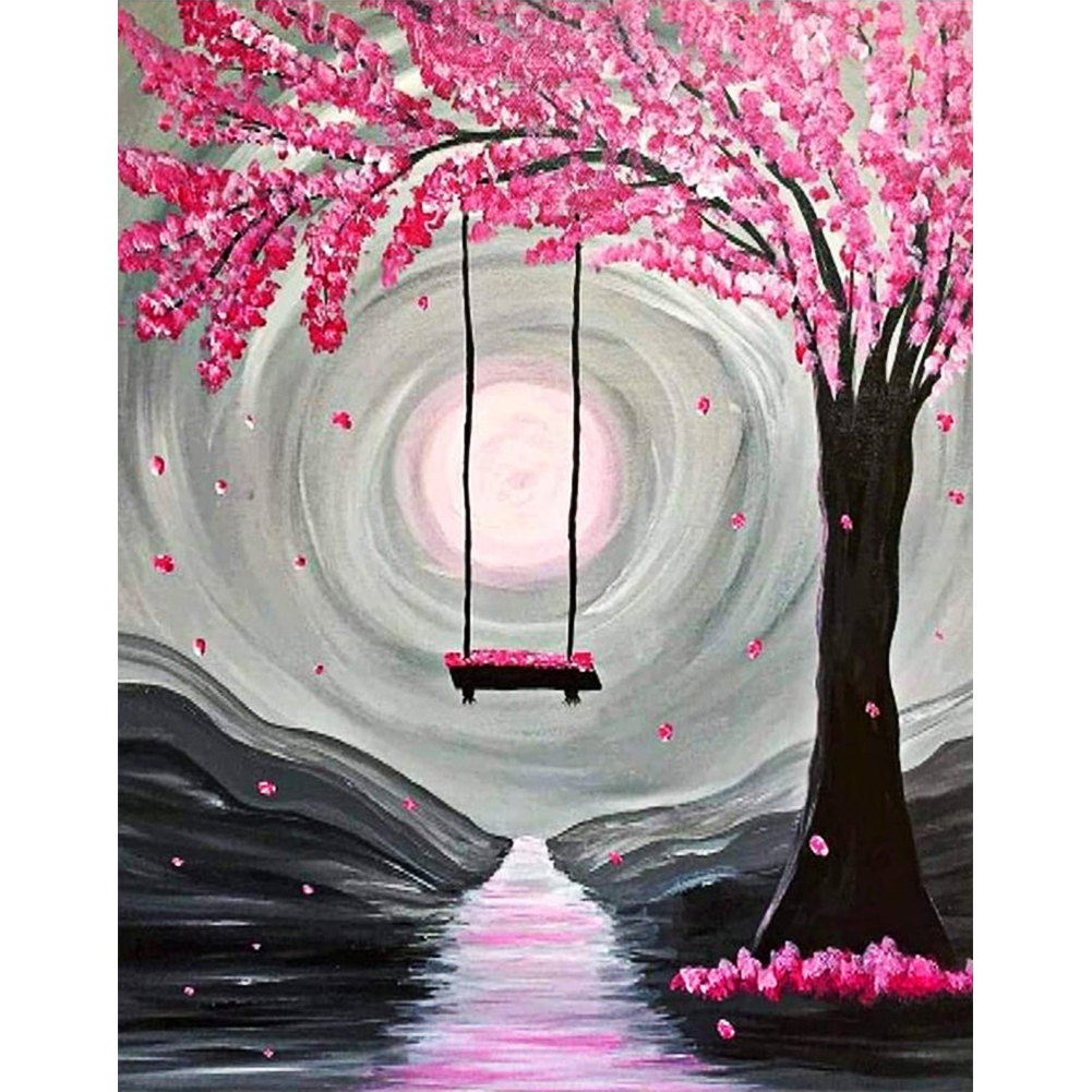 

30*40CM - Round Drill Diamond Painting - Pink Swing, 501 Original