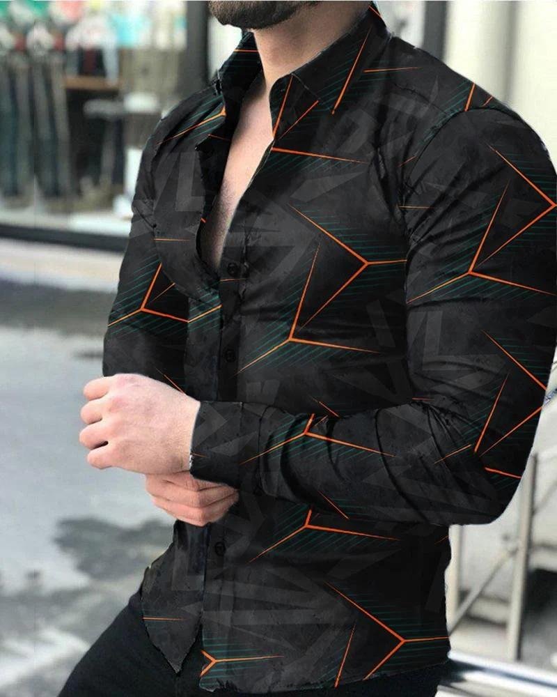 Trendy tie-dye lapel casual long-sleeved shirt