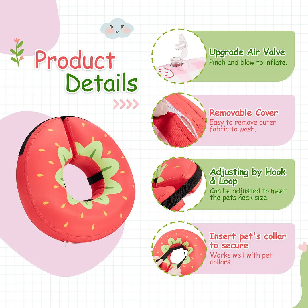 Dog Cone Collar After Surgery,Waterproof Fabric Comfy Pillow,Dog Cone Alternative,Inflatable Dog Collars E Collar Elizabethan Collar for Dogs(XL)