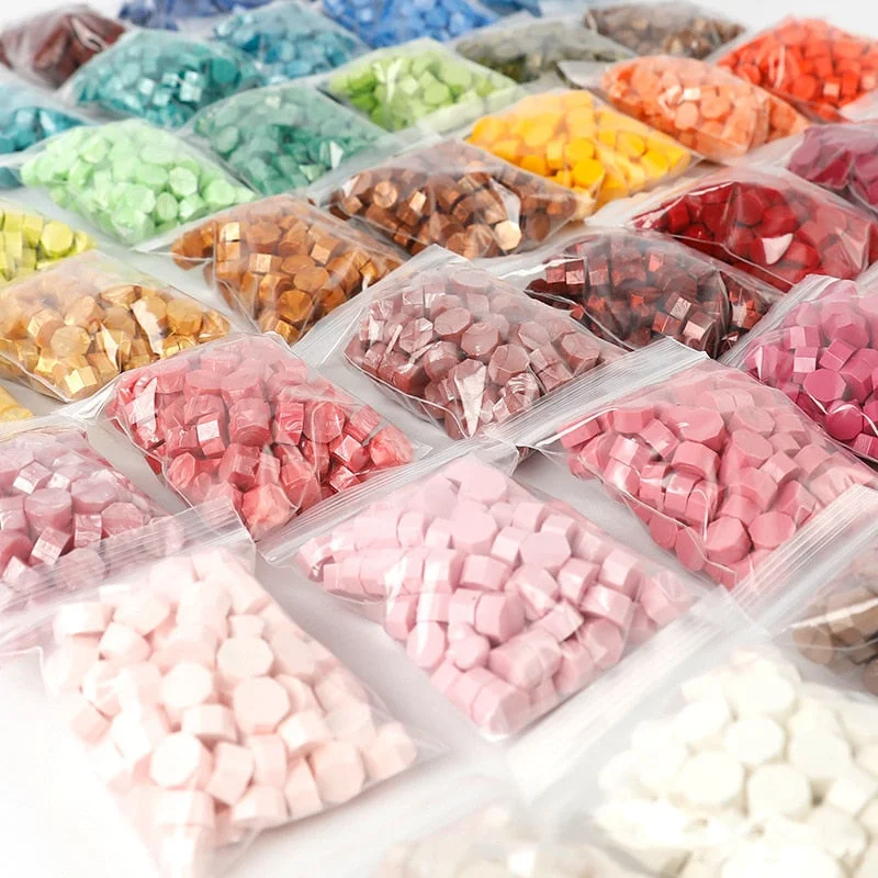 100Pcs/Bag Retro Wax Seal Colored Wax Beads DIY Scapbooking Octagon Sealing Stamp for Envelope Letter Wedding Party Invitation