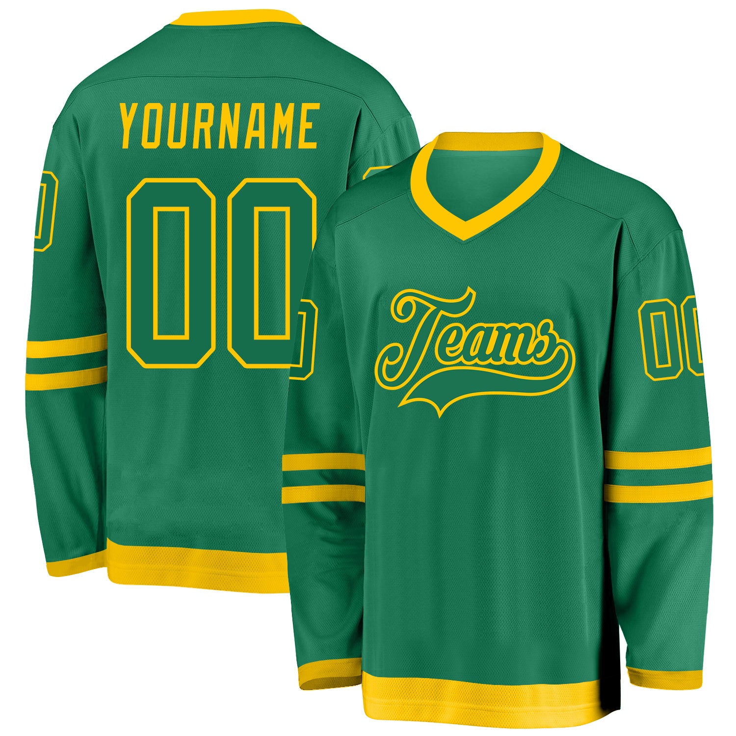Custom Kelly Green Kelly Green-Gold Hockey Jersey | captainssportss.com