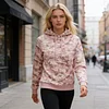 Women's Vintage Pink Camo Raglan Sleeve Hooded Sweatshirt by Inlyline