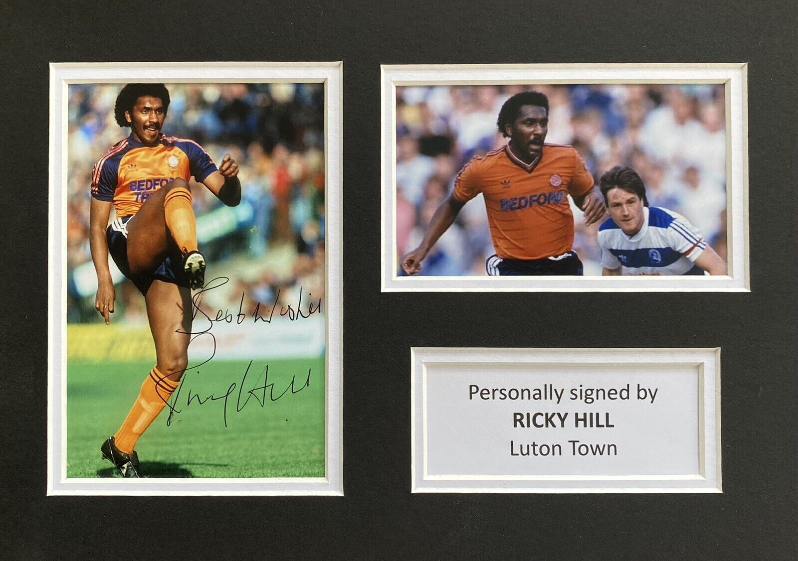 Ricky Hill Genuine Hand Signed Luton Town Photo Poster painting In A4 Mount Display