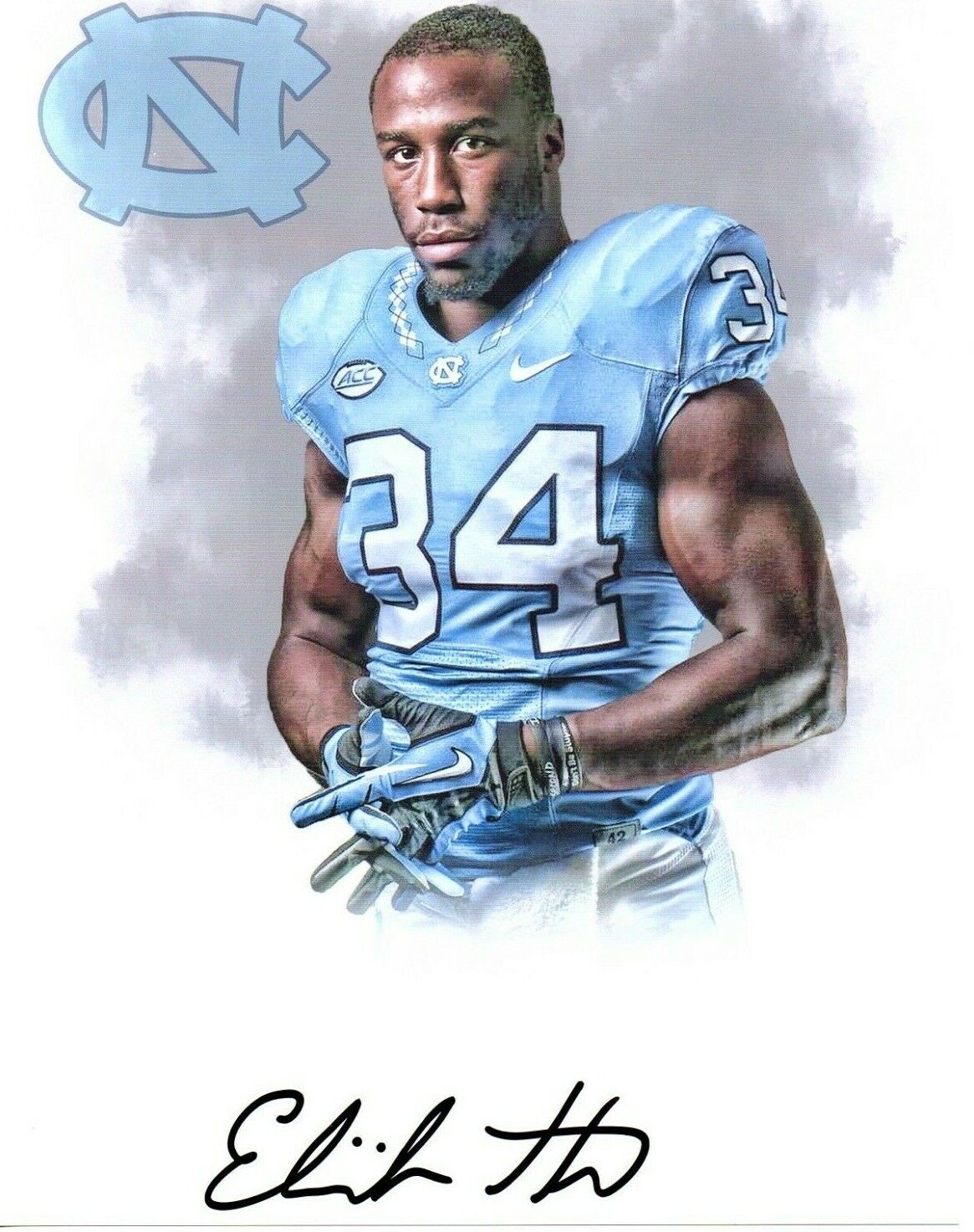 Elijah Hood North Carolina Tar Heels signed autographed 8x10 football Photo Poster painting NFL^